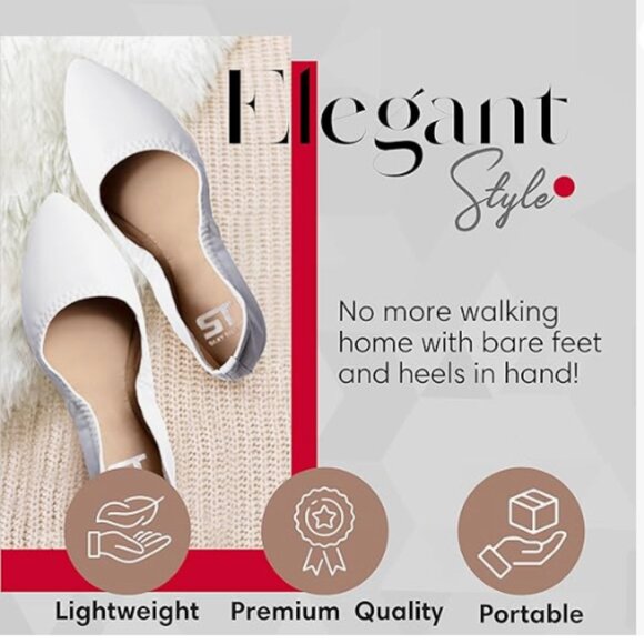 Silky Toes Women's Foldable Flat Ballet Shoes Casual Business Flats Black 7 - Picture 5 of 6